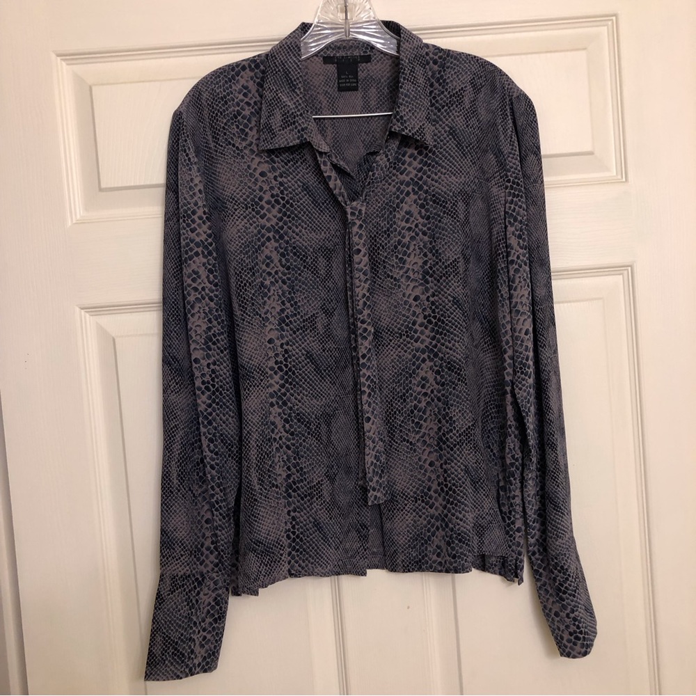 The Limited 100% silk snake skin blouse with neck tie - Picture 1 of 4